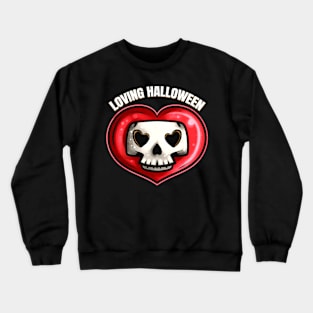 Lovely Cute Skull In Heart Loving Halloween Crewneck Sweatshirt